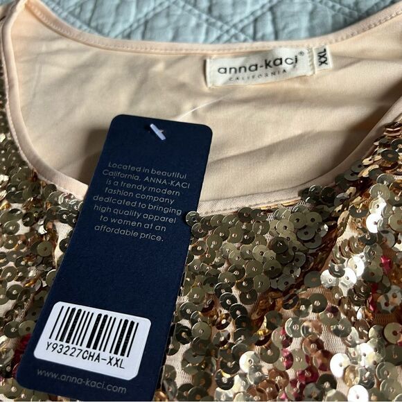 Anna kaci gold sequin tank top nwt xxl 2xl - Picture 2 of 2